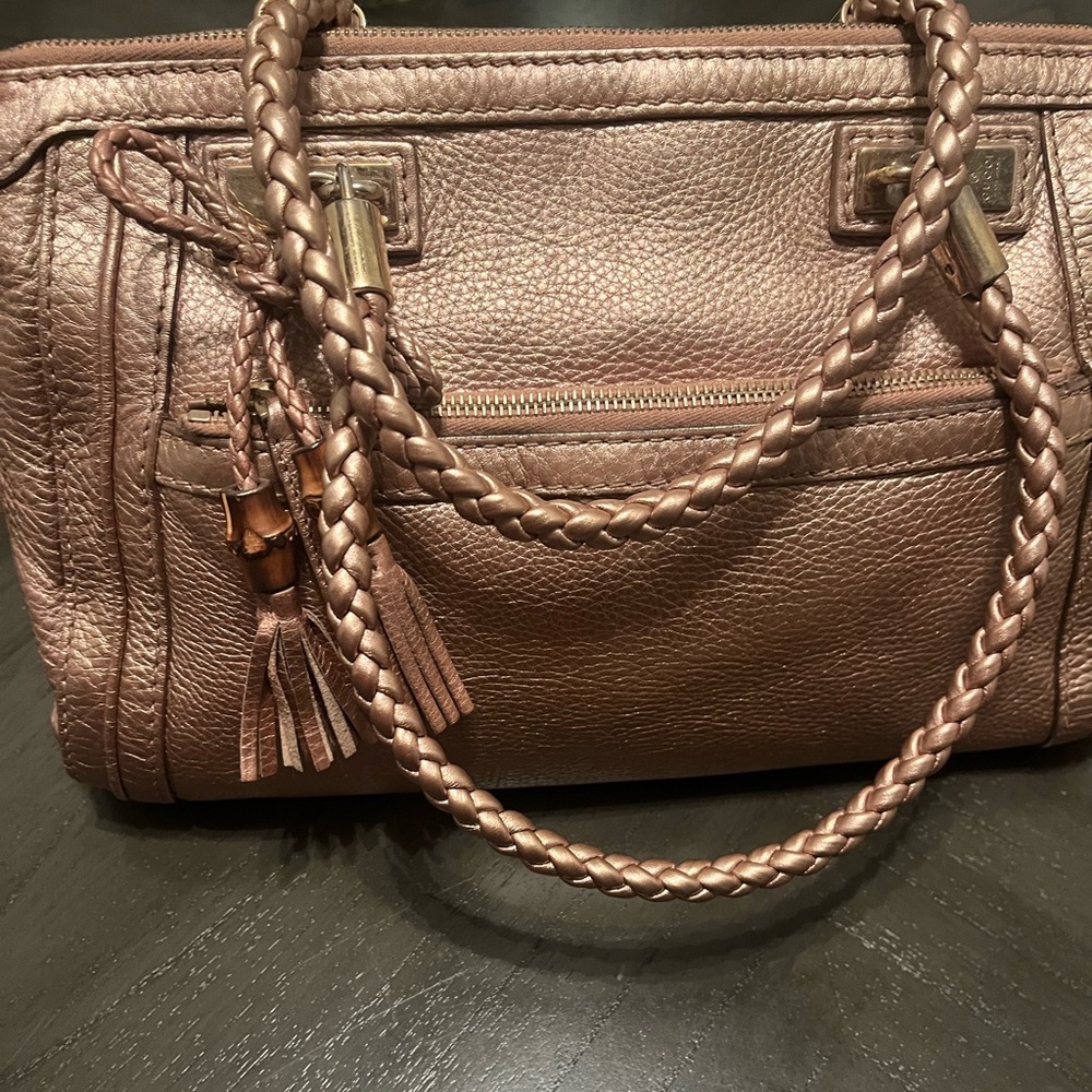 Gucci Metallic Pebble Calfskin Tote Bag